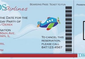 Airplane Boarding Pass Birthday Invitations Airplane Boarding Pass Birthday Invitation