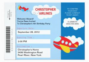Airplane Boarding Pass Birthday Invitations Boarding Pass Airplane Birthday Party Invitation Zazzle Com