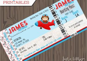 Airplane Boarding Pass Birthday Invitations Pilot Invitations Cards Diy Lil Pilots Airplane Birthday