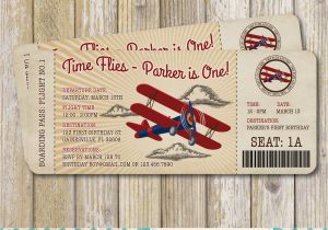 Airplane Boarding Pass Birthday Invitations Vintage Airplane Boarding Pass Birthday Invitation Vintage