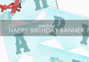 Airplane Happy Birthday Banner Airplane Happy Birthday Banner Vintage Bi Plane Birthday