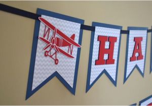 Airplane Happy Birthday Banner Birthday Banner Vintage Airplane Banner