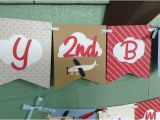 Airplane Happy Birthday Banner Happy Birthday Banner Vintage Airplane Plane Party theme