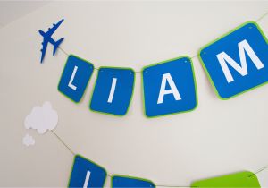 Airplane Happy Birthday Banner Printable Airplane Personalized Birthday Party Banner for