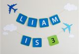Airplane Happy Birthday Banner Printable Airplane Personalized Birthday Party Banner for