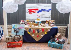 Airplane themed Birthday Party Decorations Kara 39 S Party Ideas Vintage Airplane Birthday Party Kara