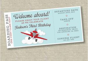 Airplane themed Birthday Party Invitations Airplane Birthday Invitation Airplane Ticket Invitation