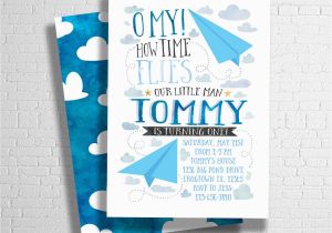 Airplane themed Birthday Party Invitations Airplane Birthday Invitation Paper Airplane Birthday Invite