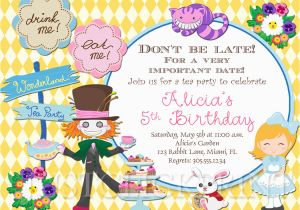 Alice and Wonderland Birthday Invitations Alice In Wonderland Birthday Invitations Drevio