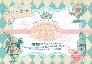 Alice and Wonderland Birthday Invitations Alice In Wonderland Birthday Invitations Drevio