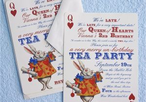 Alice and Wonderland Birthday Invitations Alice In Wonderland Un Birthday Tea Party Invitations Thank