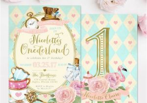 Alice In Onederland Birthday Invitations Alice In Wonderland Onederland Girl 39 S 1st Birthday Party