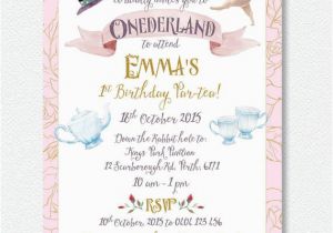 Alice In Onederland Birthday Invitations Mad Hatter Alice In Onederland Invitation Personalised