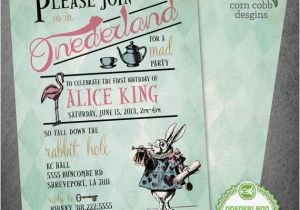 Alice In Onederland Birthday Invitations Personalized Onederland Birthday Invitation