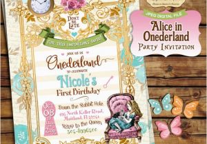 Alice In Wonderland 1st Birthday Invitations Alice In Onederland Invitation Alice In Wonderland