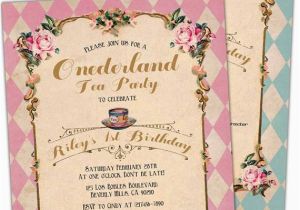 Alice In Wonderland 1st Birthday Invitations Alice In Wonderland 1st Birthday Invitation Unbirthday Mad