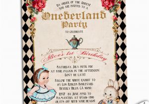 Alice In Wonderland 1st Birthday Invitations Alice In Wonderland First Birthday Invitation by Cupiddesigns