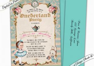 Alice In Wonderland 1st Birthday Invitations Alice In Wonderland First Birthday Invitation Onederland