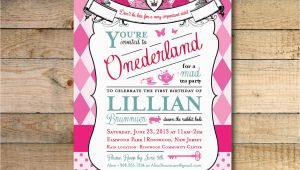 Alice In Wonderland 1st Birthday Invitations Alice In Wonderland Invitation 1st Birthday Party