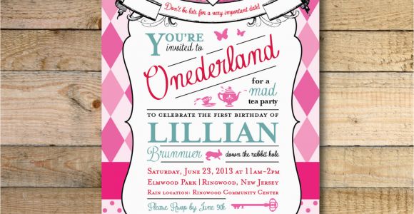 Alice In Wonderland 1st Birthday Invitations Alice In Wonderland Invitation 1st Birthday Party