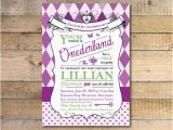 Alice In Wonderland 1st Birthday Invitations Alice In Wonderland Invitation 1st Birthday Party Purple