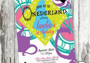 Alice In Wonderland 1st Birthday Invitations Alice In Wonderland Invitation Wonderland by