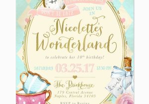 Alice In Wonderland Birthday Invites Alice In Wonderland Birthday Party Invitation Girls