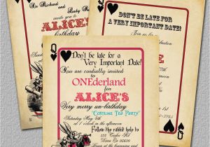 Alice In Wonderland Birthday Invites Items Similar to Playing Card Alice In Wonderland