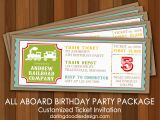 All Aboard Birthday Invitation All Aboard the Party Train Darling Doodles