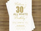 All White Birthday Party Invitations White Party Invitation White and Gold Invitations Adult
