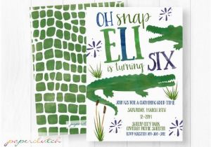 Alligator Birthday Invitations Alligator Birthday Invitation Gator Birthday theme Green and