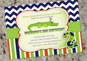 Alligator Birthday Invitations Cute Alligator themed Birthday Invitations Party for