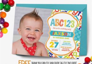 Alphabet Birthday Invitations Abc Birthday Invitation First Birthday Party by