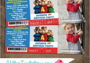 Alvin and the Chipmunks Birthday Invitations Alvin Chipmunk Ticket Invitations Brittany Miller