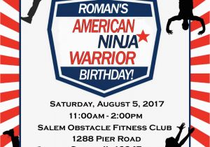 American Ninja Warrior Birthday Party Invitations American Ninja Warrior Birthday Invitation