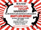 American Ninja Warrior Birthday Party Invitations American Ninja Warrior Invitation Sweetdesignsbyregan