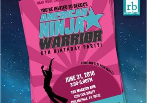 American Ninja Warrior Birthday Party Invitations Girl American Ninja Warrior Invitations American Ninja