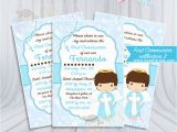 Angel themed Birthday Party Invitations Baptism Invitations Boy Boy First Communion Invitation