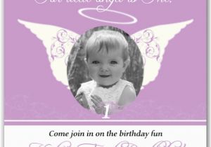 Angel themed Birthday Party Invitations Little Angel Lavender Photo Birthday Invitations Paperstyle