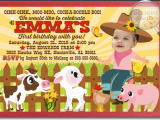 Animal 1st Birthday Invitations Barnyard Farm Animals 1st Birthday Invitations Di 270