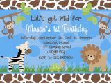 Animal 1st Birthday Invitations Birthday Invitations Jungle 1st Party Invites Birthday