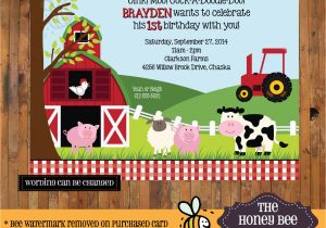 Animal 1st Birthday Invitations Farm Animal Birthday Invitation Barnyard Birthday Invite