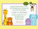 Animal 1st Birthday Invitations Jungle Animals 1st Birthday Invitation Printable Digital