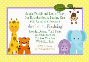 Animal 1st Birthday Invitations Jungle Animals 1st Birthday Invitation Printable Digital