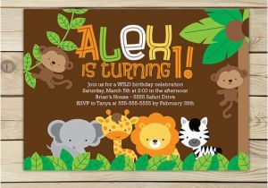 Animal 1st Birthday Invitations Safari Jungle Birthday Invitation Printable Jungle