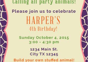 Animal Birthday Invites Make Your Own Stuffed Animals Birthday Party Decorations