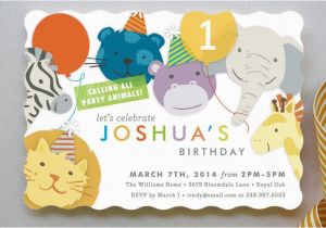 Animal Birthday Invites Modern Cute Baby Boy 1st Birthday Invitations Party Ideas