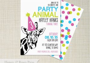 Animal Birthday Invites Party Animal Birthday Invitation Girl Birthday Party