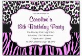 Animal Print Birthday Party Invitations Animal Print Pink and Black Party Invitations