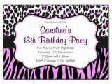 Animal Print Birthday Party Invitations Animal Print Pink and Black Party Invitations